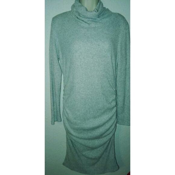 None Dresses & Skirts - Parnixs long sleeve gray ruched cowl sweater dress Lg New With Tags Maternity